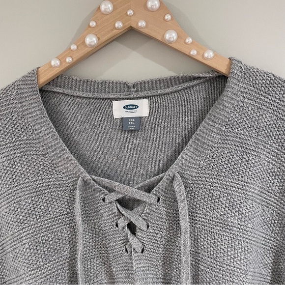 Old Navy Women’s Plus Size Lace Up Pullover Sweater - Neutral Gray, Size XXL - Picture 2 of 11